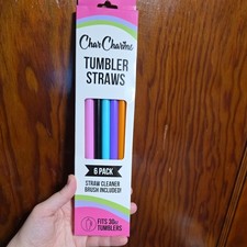Char Charms Tumbler Straws 6 Pack Multi Colored Straw Cleaner Brush Included New