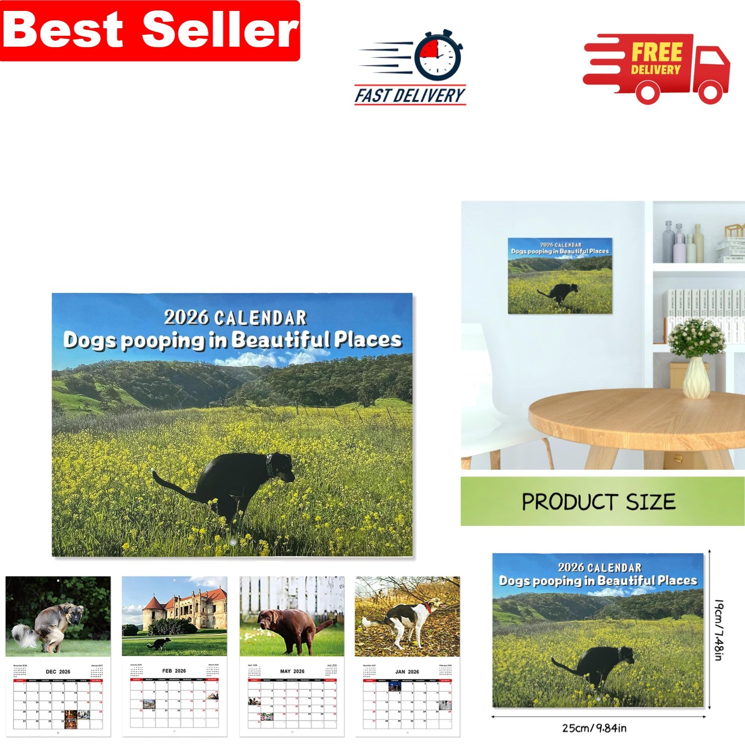 2026 Pooping Dogs Calendar: Hilarious Gag Gift for -Round Smiles
