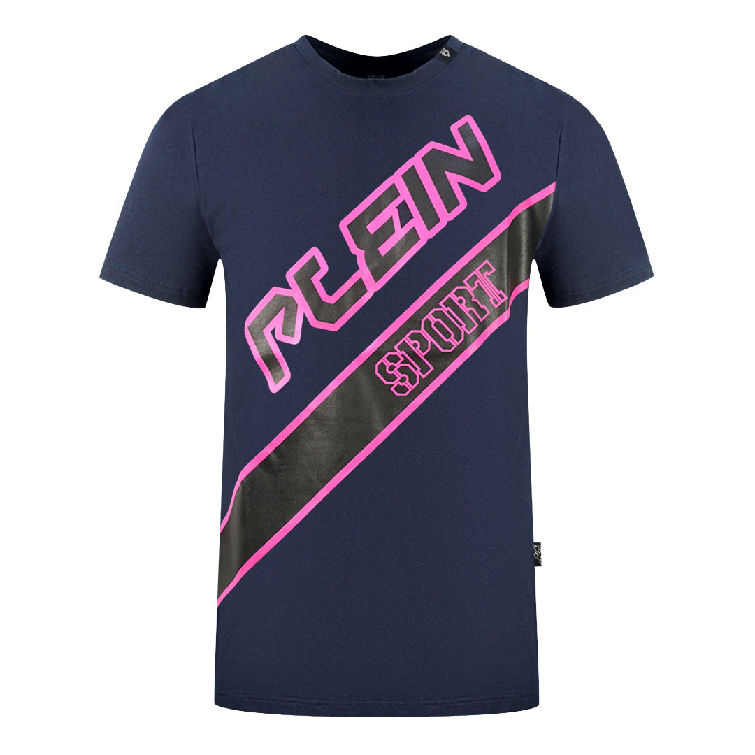 Темно-синяя футболка с крупным логотипом Plein Sport