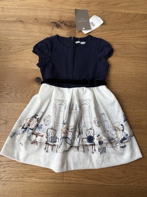 Mayoral schickes Baby Mädchen Kleid Größe 2 (92 cm) marine & elfenbein Kleid neu mit Etikett UVP 51,90  