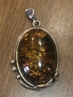 Vintage Beautiful Ornate Baltic Amber and Sterling Bracelet and Pendant Set — photo 9