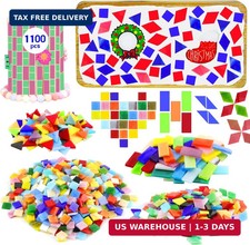 1100 Pcs Mosaic Tiles, Glass Mosaic Tiles for Crafts Bulk, Stained Mosaic Glass