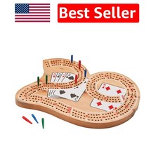 Classic Wooden Cribbage Board Game 29'' for 2-4 Players - Educational Family Fun