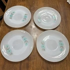Lot Of 4 Vintage Fire King Bonnie Blue Carnation Flowers Saucers Milk Glass