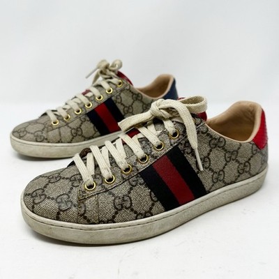 Gucci Ace GG Supreme Monogram Web Stripe Sneakers Womens Size EU 36