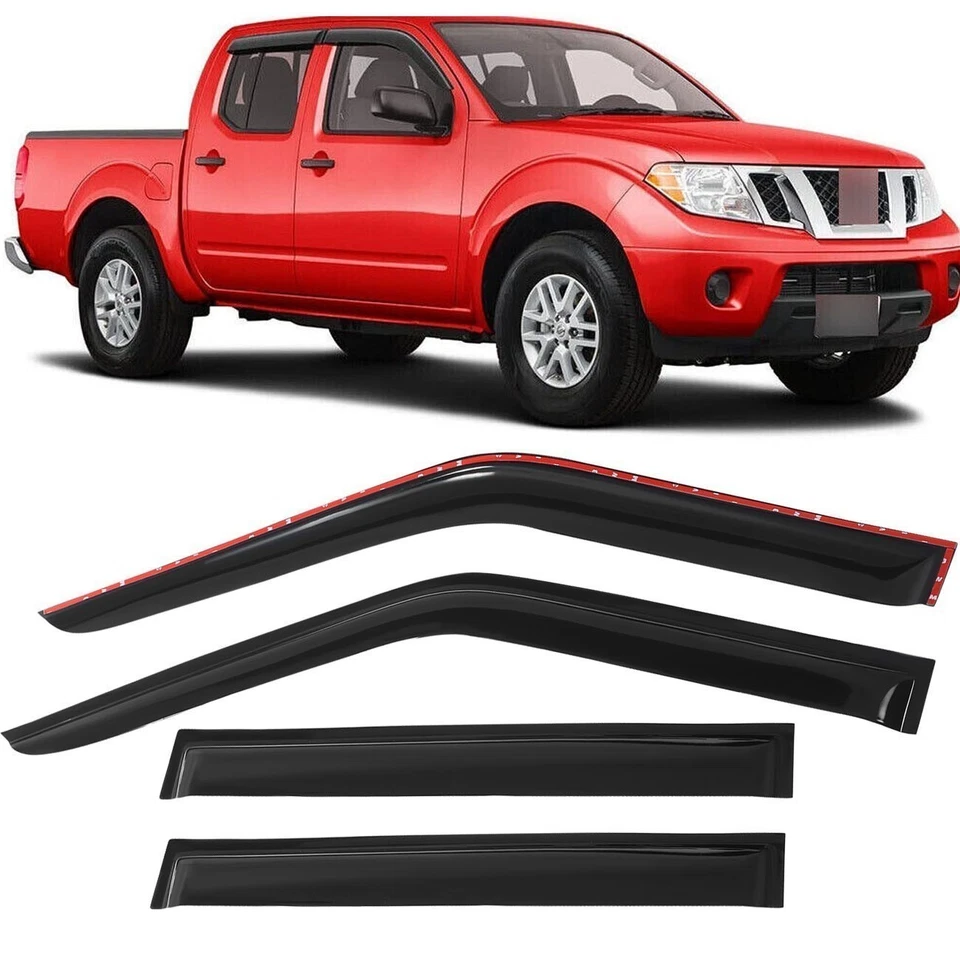 Wind Deflector For Nissan Frontier 05-20 4x Black Tape-on JDM 4Pcs - Image 4 of 4