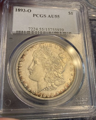 1893 O $1 MORGAN SILVER DOLLAR PCGS AU 55