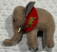 Steiff Mini Smallest Elephant Mohair GOOGLY Eyed 5" Felt Collar Cute