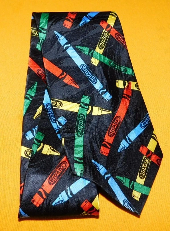 CRAYOLA HOMBRE NEGRO/ROJO/AZUL MOTIVO CRAYÓN CORBATA - NUEVO CON ETIQUETAS - CORBATAS - CORBATAS DE DISEÑADOR. Foto 2 de 3