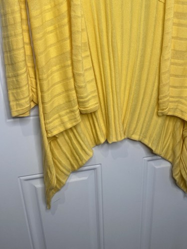 Evan Picone Women's Large Yellow Open Front Accordion Cardigan Sweater - Picture 3 of 6
