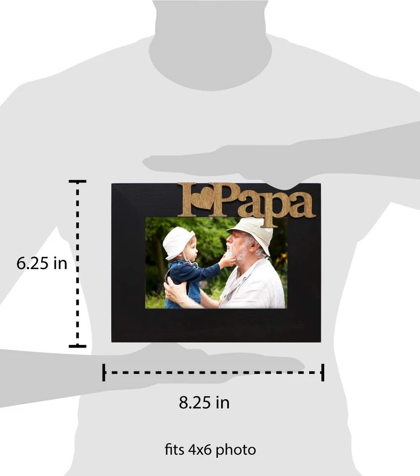 Black Wood Sentiments “I Love Papa” / I Heart Papa Picture Frame, 4x6 inch, P... - Image 4 of 4