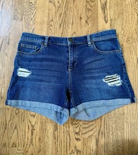 NY CO SOHO Women's Size 8 Blue Distressed Denim Jean Shorts, VGUC