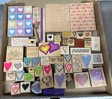 Lot of 56 Misc Wood Mounted Rubber Stamps Wedding Anniversary Love Hearts