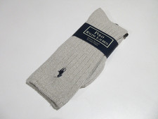 NWT Y2K Polo Ralph Lauren Cotton Lycra Socks Mens Gray Oatmeal Heather 8-12 1/2