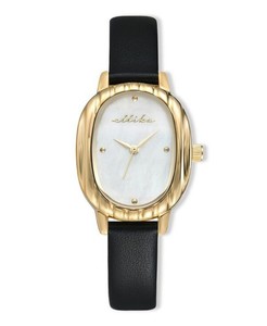 Authentic Ettika Timeless Texture Gold Plated Leather Watch 70110mm Black