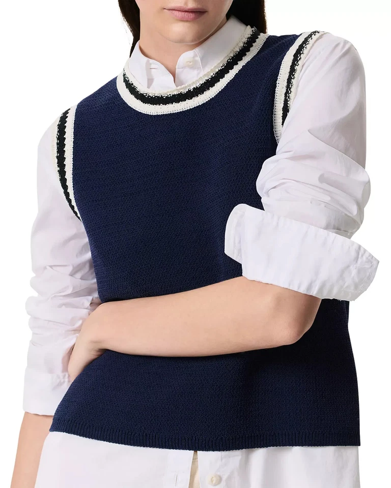 rag & bone Women's Jacket Sz L Meghan Contrast Stripe Vest - Image 2 of 4