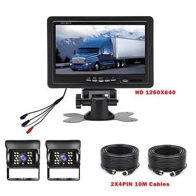 7''Monitor HD 2X Rückfahrkamera IR-Nacht Park Reverse System für Bus LKW Anhänger