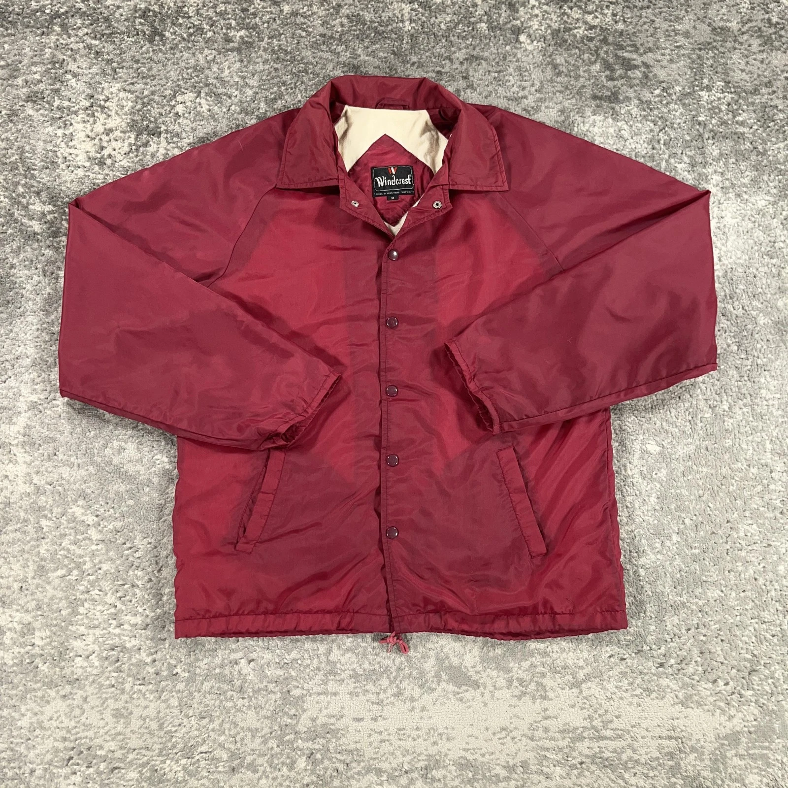 VTG Windcrest Jacket Mens Medium M Nylon Coaches Lined Windbreaker 80s Hong Kong