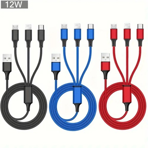 1.2M Charging Cable 3 In 1 USB Type C Charger Cord MultiPort Micro Cable For iPh - 第 1/16 張圖片