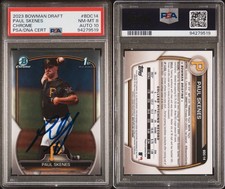 Paul Skenes Signed 2023 Bowman Draft Chrome Prospect Rookie Auto #BDC14 PSA 8