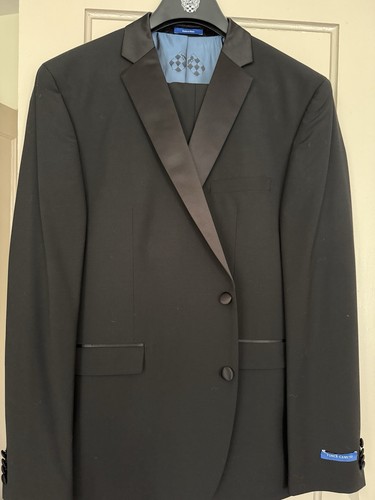 Vince Camuto Men’s Tuxedo 2 Piece Slim Fit 46R 39W Black w/Satin $695 NEW w TAGS - Picture 1 of 7