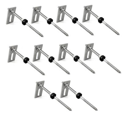 Offgridtec 10x Stockschraube M10x200 Edelstahl verstellbar mit Adapterblech