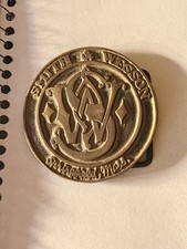 Vintage Smith  Wesson S W Belt Buckle Solid Brass Round 2 1/2 inches