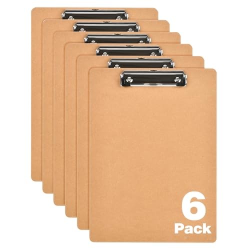 Clipboards 6 Pack 9" x 12.5" Clipboards Bulk, Wooden Hardboard Clipboards - Picture 2 of 7