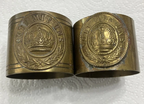 Pair WW1 German Military "GOTT MIT UNS" "GOD IS WITH US" Brass Napkin Holders