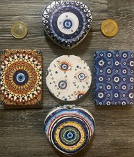 Handcrafted Mediterranean Evil Eye Compact Mi...