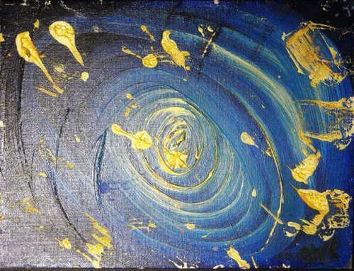 OUTER SPACE 1967 * ORIGINAL OIL PAINTING * signed SWK * cosmic abstract vortex - Picture 7 of 13