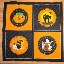 Vintage NOS Handkerchief Bandana 21" Halloween Witch Ghost Black Cat Pumpkin C17