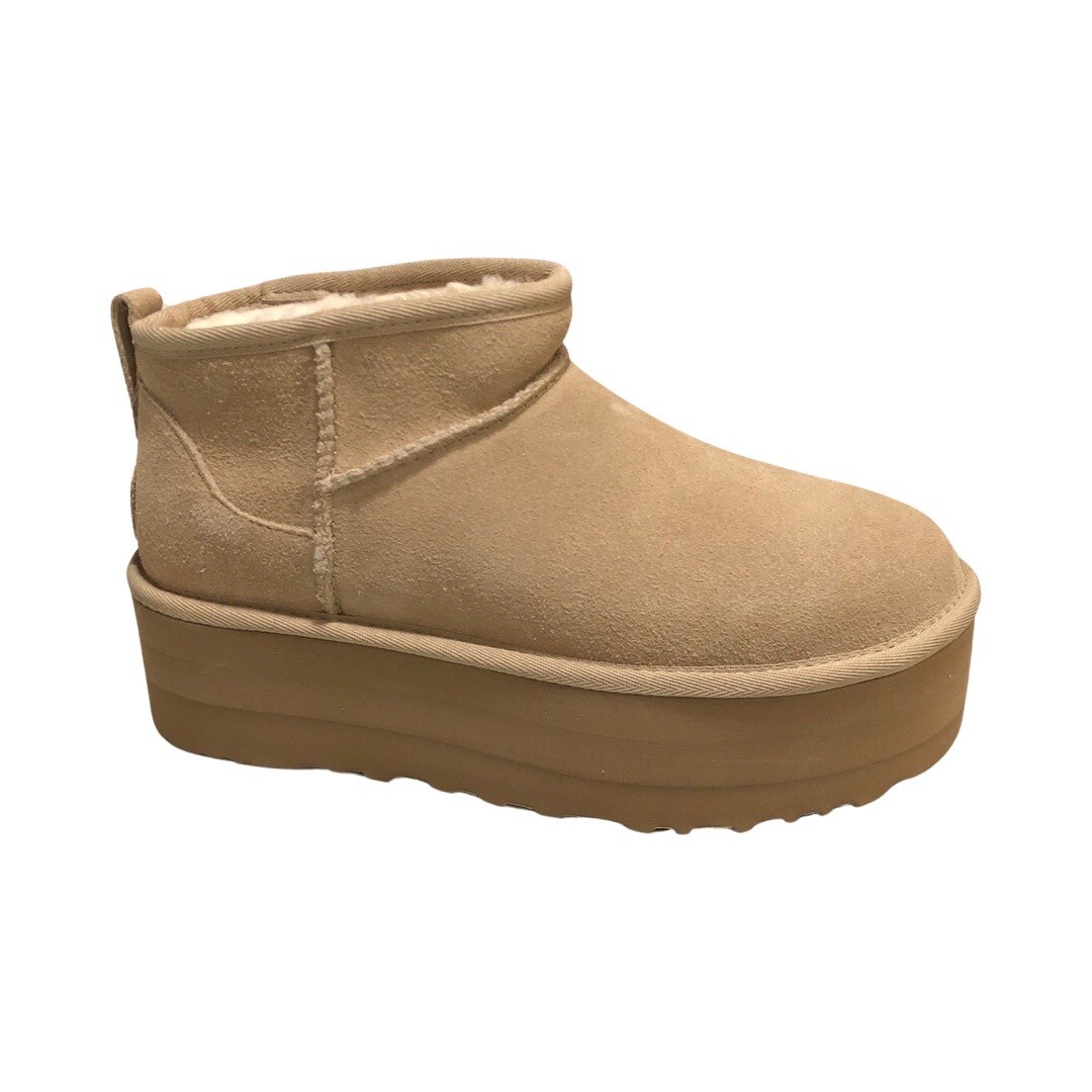 ミドルブーツ UGG Women Boots 1135092 BEIGE UGG Women's Classic Ultra Mini Platform Sand Boots 1135092