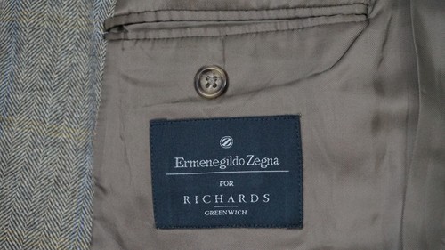 ERMENEGILDO ZEGNA Richards Greenwich Windowpane Herribone Blazer 54 EU - 44 L - Picture 7 of 8