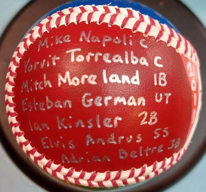 BÉISBOL PINTADO A MANO 2011 TEXAS RANGERS AL PENNANT CHAMPIONS BELTRE IAN KINSLER Foto 2 de 4