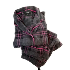 Simply Vera Grey/Pink Plaid Heavy Flannel Cozycore Lg Sleeve/Lng Pants Pajamas M