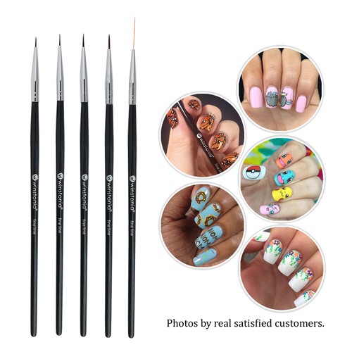 Pinceles para arte en uñas Winstonia delineador detallador cepillo a rayas LÍNEA FINA bolígrafos de manicura - Imagen 4 de 12