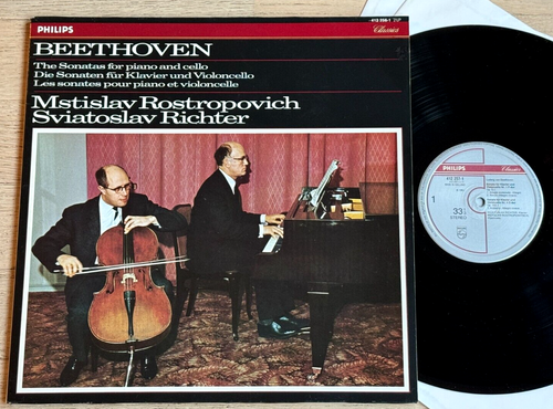 ROSTROPOVICH RICHTER cello sonatas BEETHOVEN ED1 PHILIPS STEREO 2LP MINT