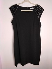 Calvin Klein Sz 14 Black Beaded Shoulder Sleeveless Dress WAS $26 NOW $16!!