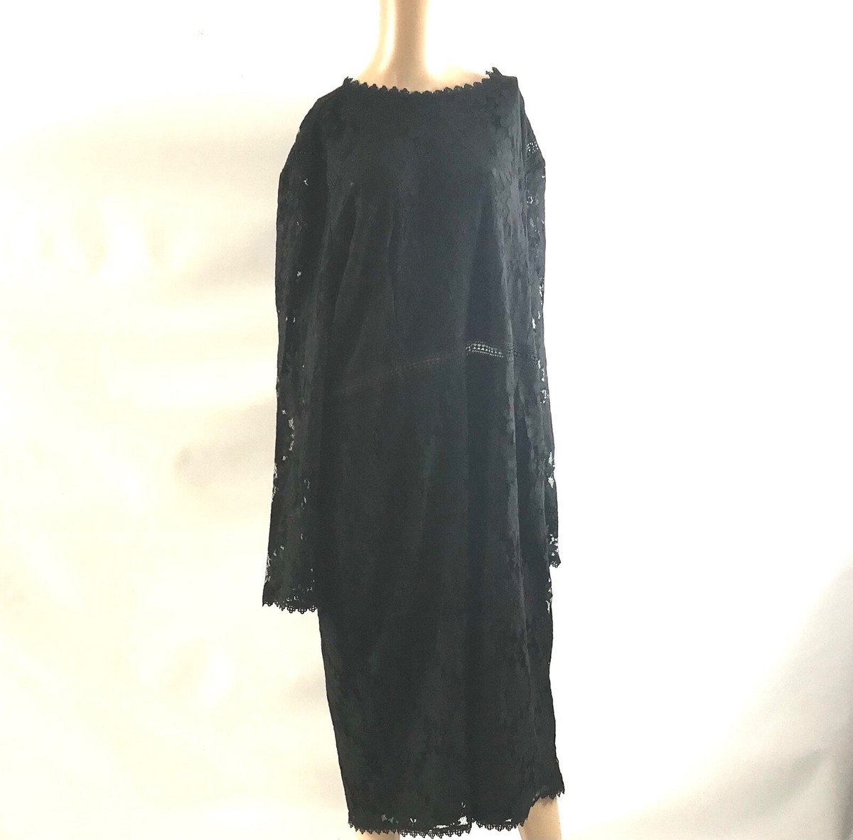 Boohoo Plus Lace Midi Dress US Size 22 Black Longsleeve Women Occasion  Party New | eBay