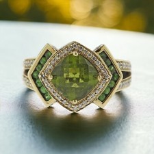 Peridot Gemstone With 14K Solid Yellow Gold Ring For Men's AL933