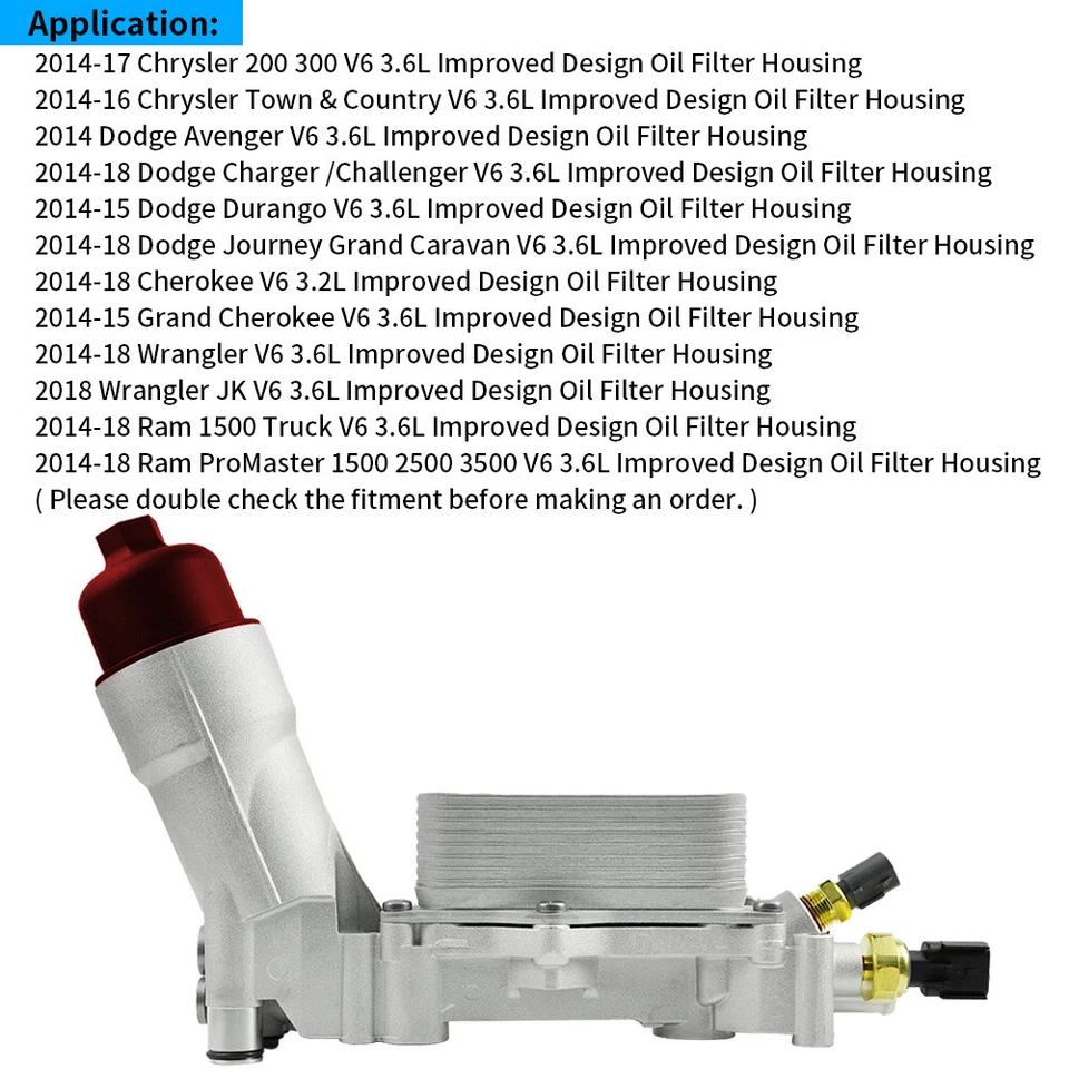 Carcasa de filtro de enfriador de aceite de motor 926-876 y juego de juntas de culata para Jeep 2011-16 3,6 L Foto 4 de 4