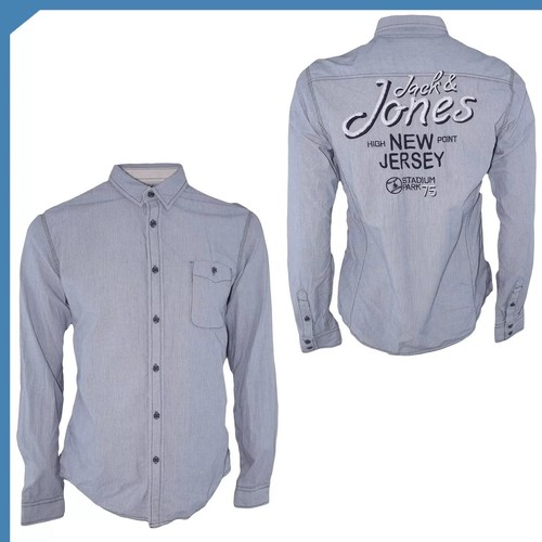 Jack Jones Camicia Shirt Uomo Grey Grigio Righe Manica Lunga I 50 52 L Large - Foto 2 di 9