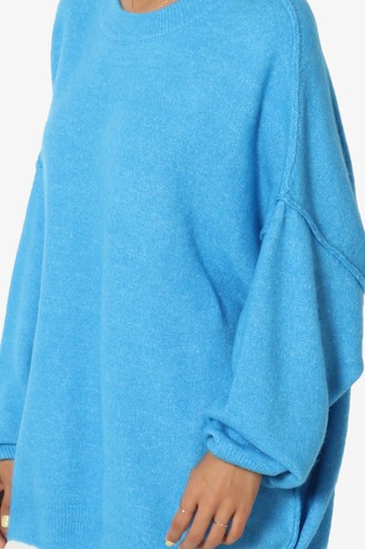 TheMogan Raw Seam Drop Shoulder Oversized Crew Neck Melange Rib Knit Sweater - Picture 97 of 104