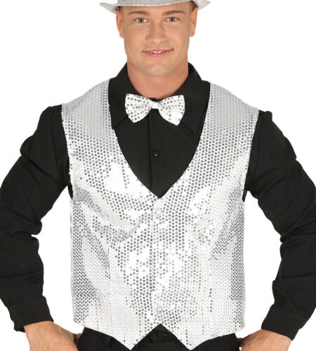 Sequin Waistcoat Gold Silver Red Cabaret Party Adult Fancy Dress Costume M/L NEW - Picture 1 of 9