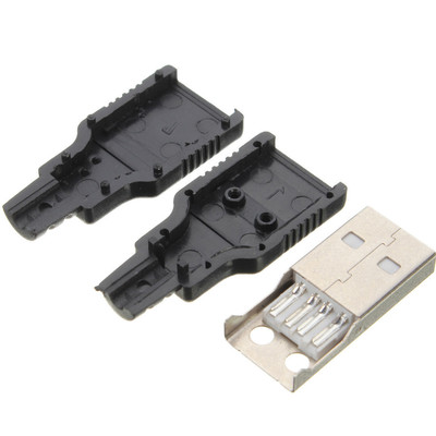 10-Pack USB 2.0 Type-A Male Plug Connectors With Black Plastic Covers