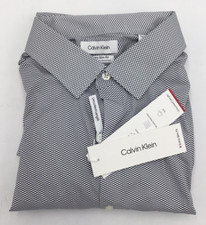Calvin Klein Men's Extra Slim Fit Dress Shirt, Navy/White, Sz-XL 34-35