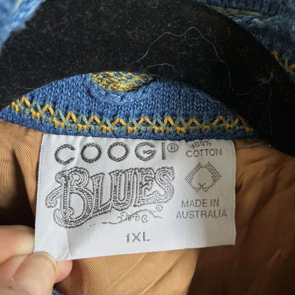 RARE Vintage  COOGI SUEDE KNIT SWEATER ZIP JACKET Size XL multi - Image 3 of 4