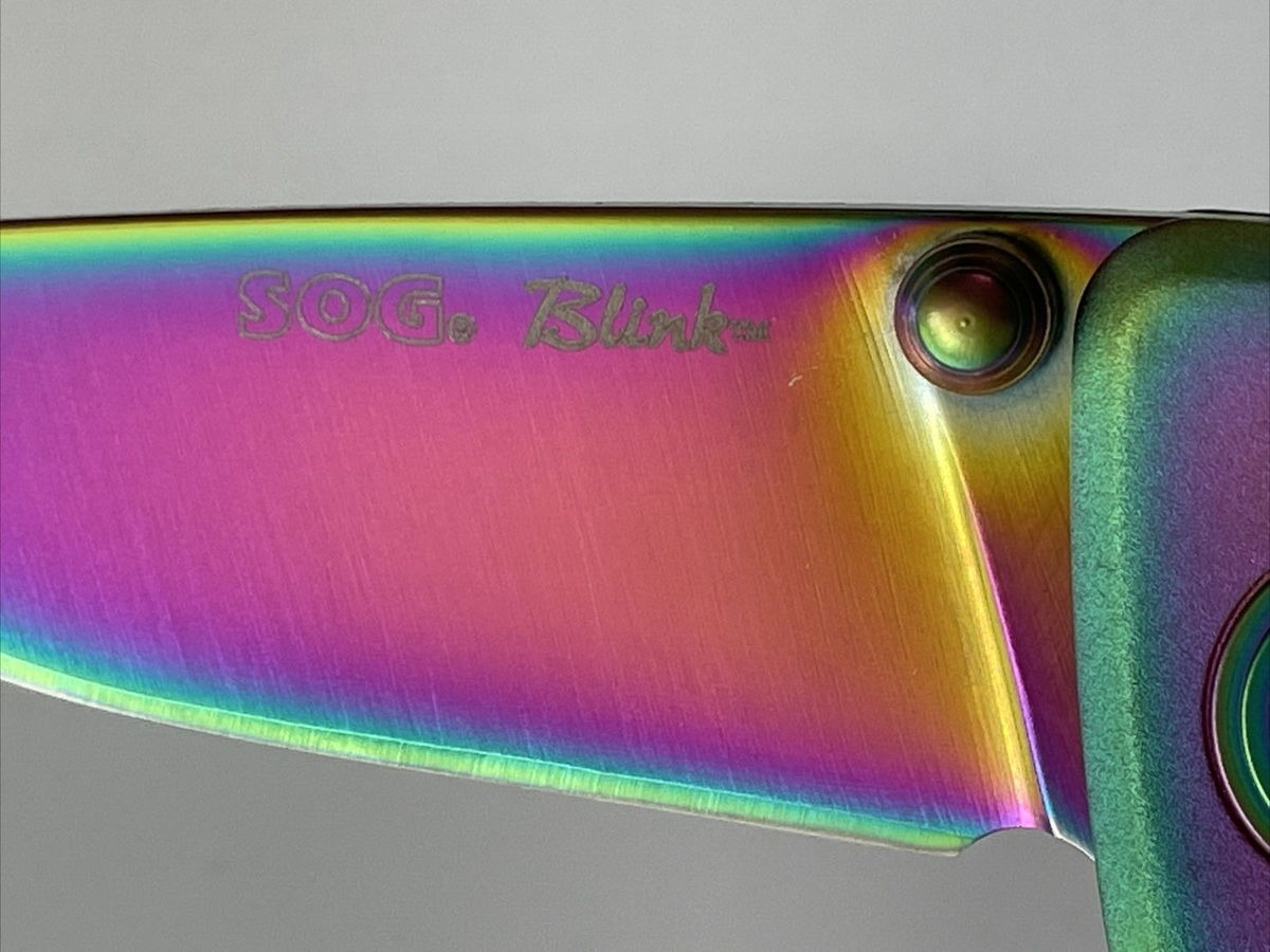 SOG RBBA-99 Rainbow TiNi Blink Folding Knife First Edition #499