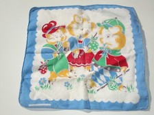 VTG 8.5in Children's Childs Hanky Hankie handkerchief 3 Little Pigs Storybook